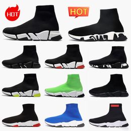 Diseñadores Speeds 2.0 V2 Zapatos casuales Entrenadores Plataforma Zapatilla de deporte Hombres Mujeres Tripler S Paris Calcetines Botas Marca Negro Blanco Azul Luz Ruby Graffiti Zapatillas de deporte de lujo V99