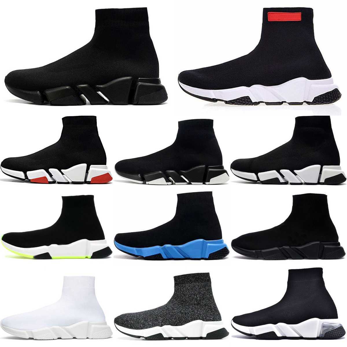 Tasarımcılar hızlar 2.0 v2 lüks gündelik ayakkabı platformu spor ayakkabı erkekleri kadınlar tripler s paris çorap botları siyah beyaz mavi ışık şeridi yakut grafiti eğitmenler spor ayakkabı s8