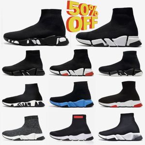 Diseñadores Speeds 2.0 V2 Tenis Zapatos casuales Plataforma Zapatilla de deporte Hombres Mujeres Tripler S Paris Calcetines Botas Marca Negro Blanco Rojo Luz Ruby Graffiti Entrenadores de lujo Zapatillas de deporte