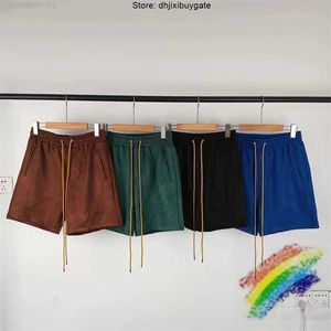 Designers Suede Fabric Rhude Shorts Hommes Femmes Meilleure qualité Culotte brodée avec cordon de serrage