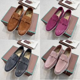Designers Summer Walk Charms Embellifhed Suede Moccasins Women's Locs Women's Great Cuir Casual Flats Men Luxury Flat Robe Shoe