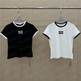 Diseñadores camisetas para mujeres tops de manga corta letras bordado de bordado marcas camiseta topa de jullo suelto