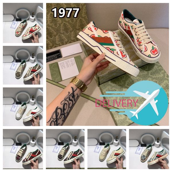 Designers Tennis 1977 Canvas Casual canvas Luxurys shoes Womens Shoe Italy Green Red Web Stripe Rubber Sole Stretch Cotton Low Top Mens Sneakers Eur 35-45