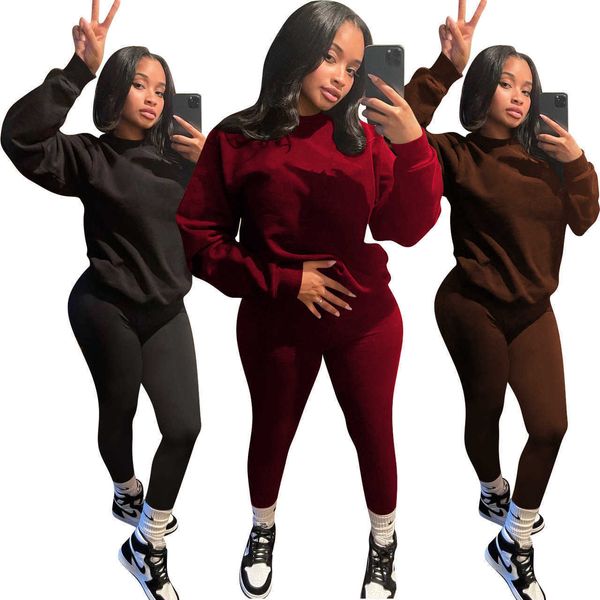 Designers Survêtements Femmes Vêtements Couleur unie Pull décontracté Costume deux pièces Femmes Sports Ensembles pour femmes