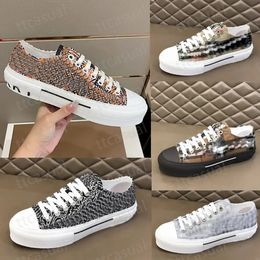 Designers Vintage Imprimer Check Sneakers Striped Flats Chaussures Gabardine Gabardine Lettrage Plaid Toile Luxury Coton Coton Low Top Board Trainers Taille 36-46