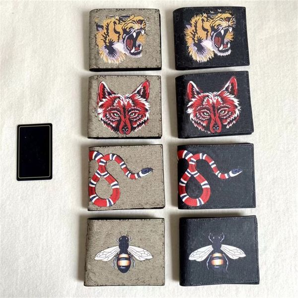 Diseñadores Cartera Hombres Titulares de tarjetas Monedero de lujo Mujeres Carteras de animales Moda Cuero Serpiente Tigre Abeja con caja de regalo