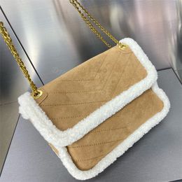 Diseñadores Carteras Bolso Bolsos de noche Hombro Crossbody Cadena Bolso Monedero Totes Letras Pana Cerrojo Lana de cordero Hilo Felpa Mochila cuadrada Mujeres Bolso de lujo