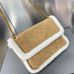 Ontwerpers Portefeuilles Handtas Avondtassen Schouder Crossbody Ketting Tas Portemonnee Bakken Letters Corduroy Hasp Lamb Wol Thread Pluche Square Rugzak Dames Luxe Handtas