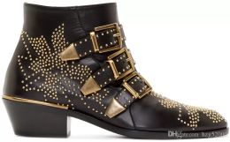 Diseñadores Mujeres Botas Fondos Wome Boot Girls Diseñador Zapatos de lujo con picos tachonados Botas de fiesta Invierno Roc Studs Sho Accesorios Stud Cuero Bukle Strapy Zip