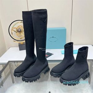 Designers Femmes Bottes Roue Nylon Gabardine Chaussure Haut-Top Femmes Chaussettes Bottes Marque Noir Blanc Bleu Baskets