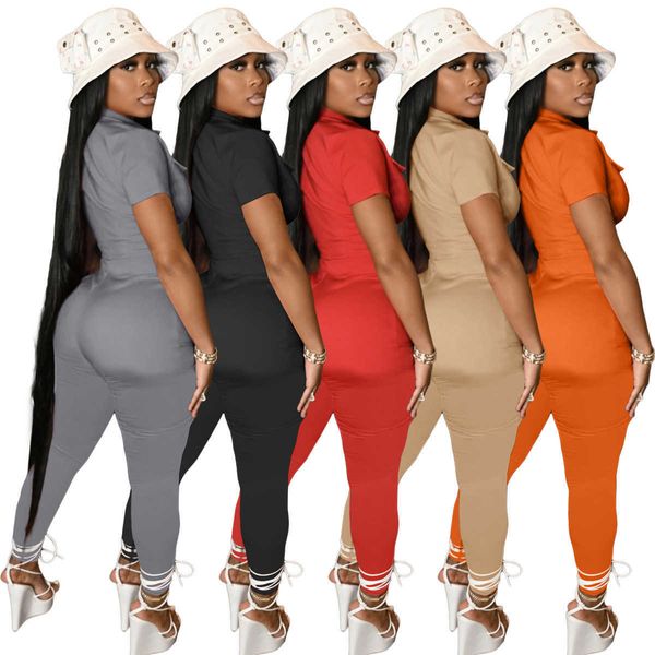 Designers Femmes Vêtements Couleur unie 4 poches Pantalons à manches courtes sexy Combinaison