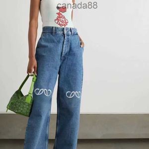 Ontwerpers Women Fashion Luxury Looewewe jeans dames jeans schroefdraad uitgehold letter grafische denim broek casual lange rechte denim mode -borduur fs0y