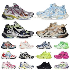 Diseñadores Mujeres Hombres Correr Zapatos Paris Runner 7.0 Balencaigas Transmitir Sentido Entrenadores Negro Blanco Rosa Azul Borgoña Deconstrucción Zapatillas de deporte Correr Senderismo 7 Zapatillas de deporte