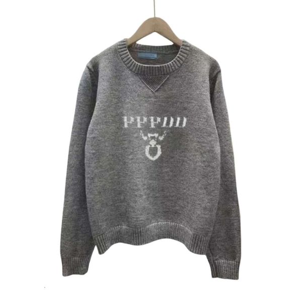 Diseñadores Mujeres Mohair Suéter Moda Prendas de punto Suéteres Moda Mujer Otoño Invierno Mezclas de Lana Carta de Ganchillo Manga Larga Gris Jersey Tops Mujer Ropa