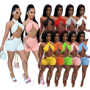 Designers Femmes Survêtements Mode Sexy Deux Pièces Ensemble Shorts D'été Costumes Décontractés Couleur Unie Mince Sans Manches Sportswear Plus La Taille