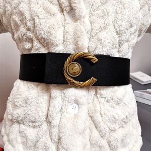 Ontwerpers Dames Brede Riem Luxe Heren Koeienhuid Riemen Retro Gouden Gesp Tailleband Parel Fit Tailleband Lederen Riemen Cintura Dame Riem Breedte 7 cm