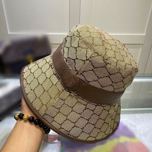 Ontwerpers dames emmer hoeden heren vissersschatje dop bruin lederen opgerolde brede rand hoed vintage canvas gecontroleerde schedel pet outdoor sunhats