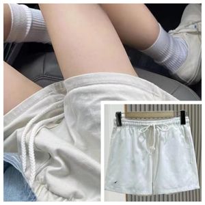 Ontwerpers Damesshorts Pasvorm Ritszak Hoge taille Sneldrogende damestrein Korte losse stijl Ademend geborduurd trekkoord Casual sportdenimshorts voor dames