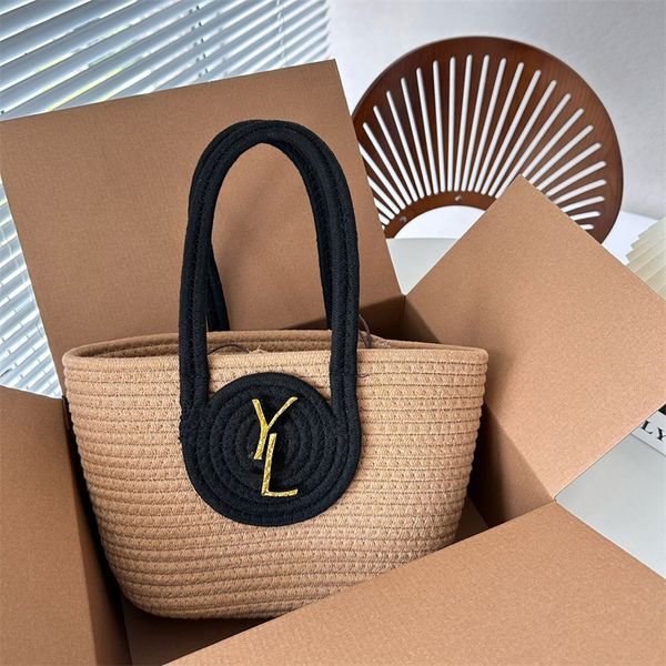 Bolso de mano tejido de diseñador, bolsos de playa para mujer, bolso de mano con decoración de letras a la moda, bolso de hombro Hobo, bolso de mano de lujo para hombre, bolso de compras abierto