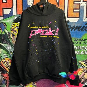 Ontwerpers Young Thug 1 Hoge kwaliteit hoodies Hip Hop Web Puff Print Sp5der 555555 Hoodie Heren Dames Pink Angel Sweatshirts Zware stoffen trui