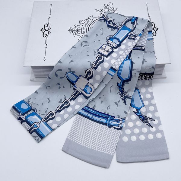 Designersilk écharpe à quatre feuilles trèfle en tissu doux écharpe designer imprimé écharpes en soie bande de soie pour femmes girl cadeau de manche longue sac foulard