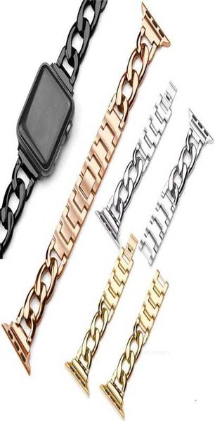 Correas de cadena de mezclilla de una hilera de diseñador Correas de pulsera de acero inoxidable Correas de reloj para reloj iWatch Series 6 SE 5 4 3 2 Tamaño 3840 4244 mm8019585 diseñador1R471R47