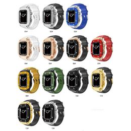 Designer Smart Straps Ap Watches Mod Kits Smart Straps Alliage Frame Case Fit Silicone Watchband Strap Band Wearable Remplacement pour Apple Watch Series 3 4 5 6 7 8 SE iWatc