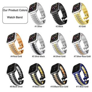 Designer Smart Straps Bracelet à maillons à cinq perles Bracelet en acier inoxydable Bracelet de montre Bracelet avec fermoir papillon pour Apple Watch Series 2 3 4 5 6 7 8 SE Ultra iWatch 41 4