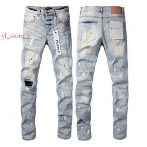 Designersmens Jeans luxe merk paarse man zwarte high street verf graffiti patroon beschadigd gescheurde mager broek denim broek paarse jeans zwart 1310