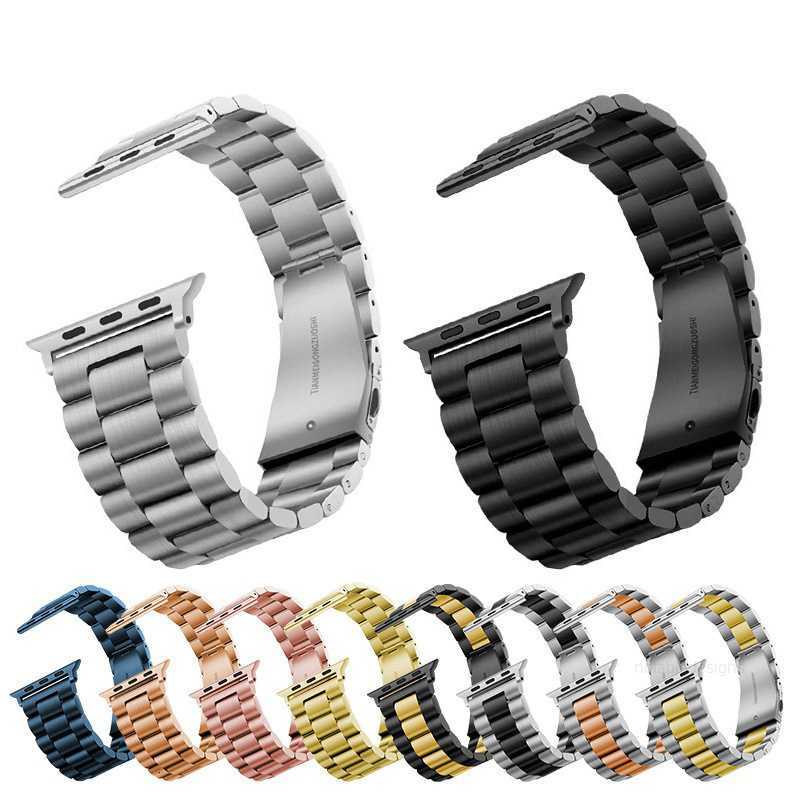 Designer Stainless Steel Strap For Apple Watch 42mm 38mm Series 3 2 1 Metal Watchband 3 Beads Link Bracelet Band for iWatch Series 4 5 6 Size 40mm 44mm Series 7 8 Size 41mm 4