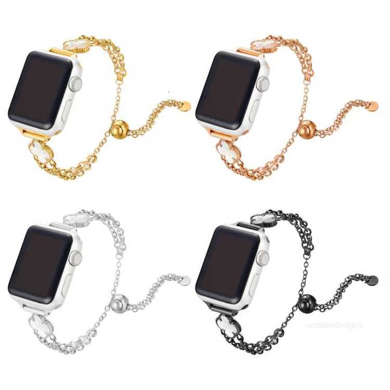 Designer Geeignet für Apple Watch Apple-Armband Pflaumenblüte Apple-Edelstahlarmband Doppelkettenarmband Designer4AJ64AJ6