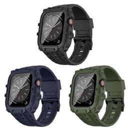 Ontwerper TPU Smart Strap Case voor Apple Watch Band met gehard glazen frame 44 mm 45 mm Siliconen horlogebanden voor iWatch-serie 12345678SE designerGUQRGUQR