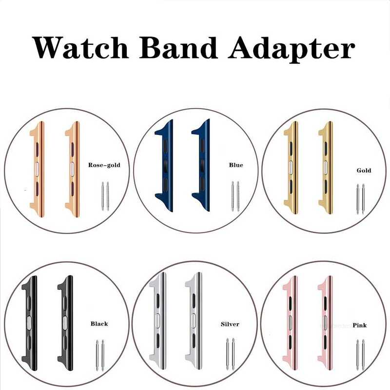 Designer Watch Band Adapter Stainless Steel Straps Connector 38mm 40mm 41mm 42mm 44mm 45mm 49mm With Spring 6 Colors Fit 22mm Bands For Apple Watch Series 2 3 4 5 6 SE 7 8 ca