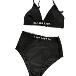 DesignerWomen Beach Bra Briefs Black Luxury Sporty Sporty Bikinis Summer Sexy Split Bathing Traje de baño Lady Swimsuits