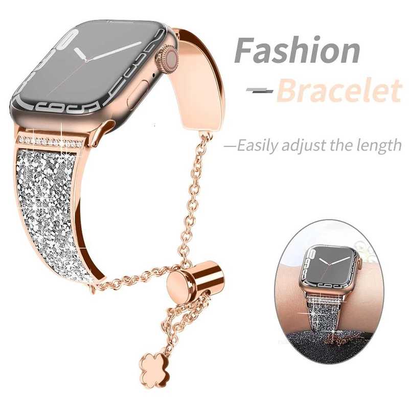 Bracelet réglable avec bracelets en diamant pour femmes, pour Apple Watch, série 8, 7, 6, SE, 5, 4, 3, iwatch Ultra, 49 mm, 41 mm, 45 mm, 40 mm, 44 mm, chaîne designer5ZWX5ZWX