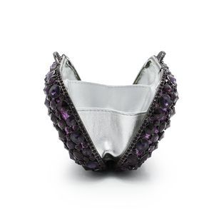 DesignerWomen Violet Strass Cristal Soirée Pochette Sac Robe De Mariée Chaînes De Diamants De Mariée Épaule Sacs À Main Sacs À Main (8646A-S)