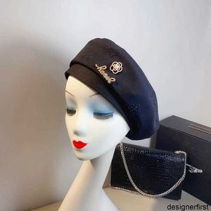 Chapeau octogonal simple pour femmes de styliste, chapeau de peintre britannique polyvalent, élégant en trois dimensions, camélia diamant, étiquette Berry Hat C1UC QLQW