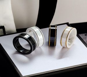 Ontwerpt Gouden Rand Paar Ringen Eenvoudige Letter Ring Top Kwaliteit Keramisch Materiaal Mode Geschenken Sieraden Supply8078522