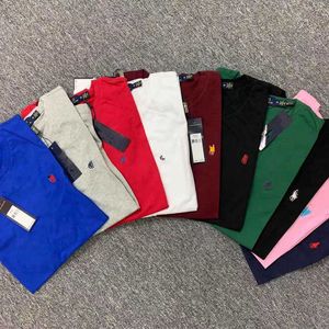 Designet ralphs polo hommes t-shirt été coton col rond brodé poney t-shirts couleur unie chemises à fond demi manches couple polos