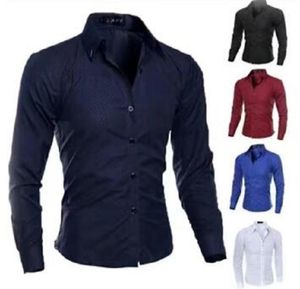 Diseños Camisa de vestir para hombres Moda sin hierro Manga larga Negocios Formal Ajuste regular Oficina Camisa Social Masculina Styl3012099