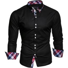 Designs Mens Business Shirt Long à manches à manches minces minces de chemise décontractée Camisa Taille de style S-3XL
