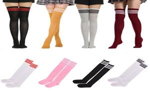 Conçoit des bases bases chaussettes sexy cuisines à rayures hautes basses chaudes pour les filles d'hiver jupe à fond de base genou sock7808547