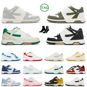 Designwe Low Top Leather Out Off Office OW Chaussures Pour Hommes Femmes Noir Et Jaune Blanc Vert Moyen Olive Mocassins Plateforme Vintage Casual Baskets Baskets