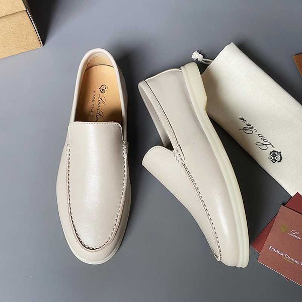 Zapatos desiner loropiana en línea zapatos de cuero genuino italiano originales con zapatos de hombres perezosos de fondo plano LP lofo con si se siente oky6