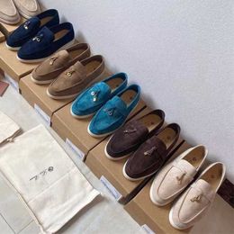 Desiner Loropiana schoenen online zacht en comfortabel gevoel van stappen op shit Italiaanse loafers dames LP lederen slapschoenen retro suede damesschoenen