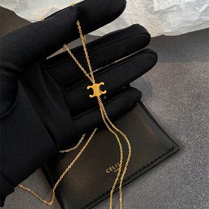 Designer kettingen kettingen hangers met logo titanium staal lange verstelbare lengte gouden kwast ketting dames ontwerp premium luxe sweatshirt pak ketting