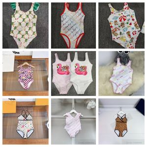 Desinger Girls Dinosaur Gedrukt één-stuks zwempak ins Kids Star Letter Swimming Baby Bathing Suit Bikini Children Cartoon Bear Beach Swimwear S1352