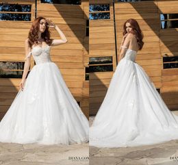 Desinger dentelle une ligne robes de mariée sexy hors épaule Boho pays robes de mariée balayage train dos ouvert romantique tulle réception robes de mariée pour la mariée CL2813