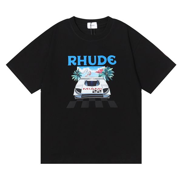 Desinger Rhude T Shirt Brand Mens T Shirts Hombres Mujeres Alta calidad 100%Cabeza de algodón Top Topes Us Size S-XXL