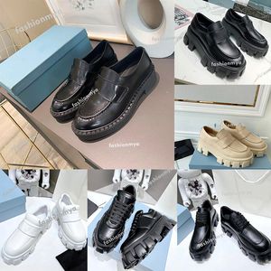 Desinger Schoen Vrouwen Loafer Casual Monolith Logo Zwart Echt Lederen Schoenen Verhogen Platform Sneakers Klassieke Patent Matte Loafers Met doos